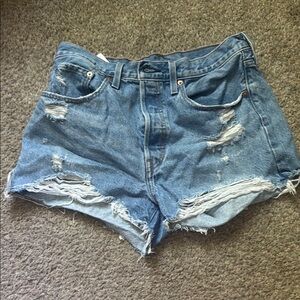 Levi's Blue Distressed Jean Shorts